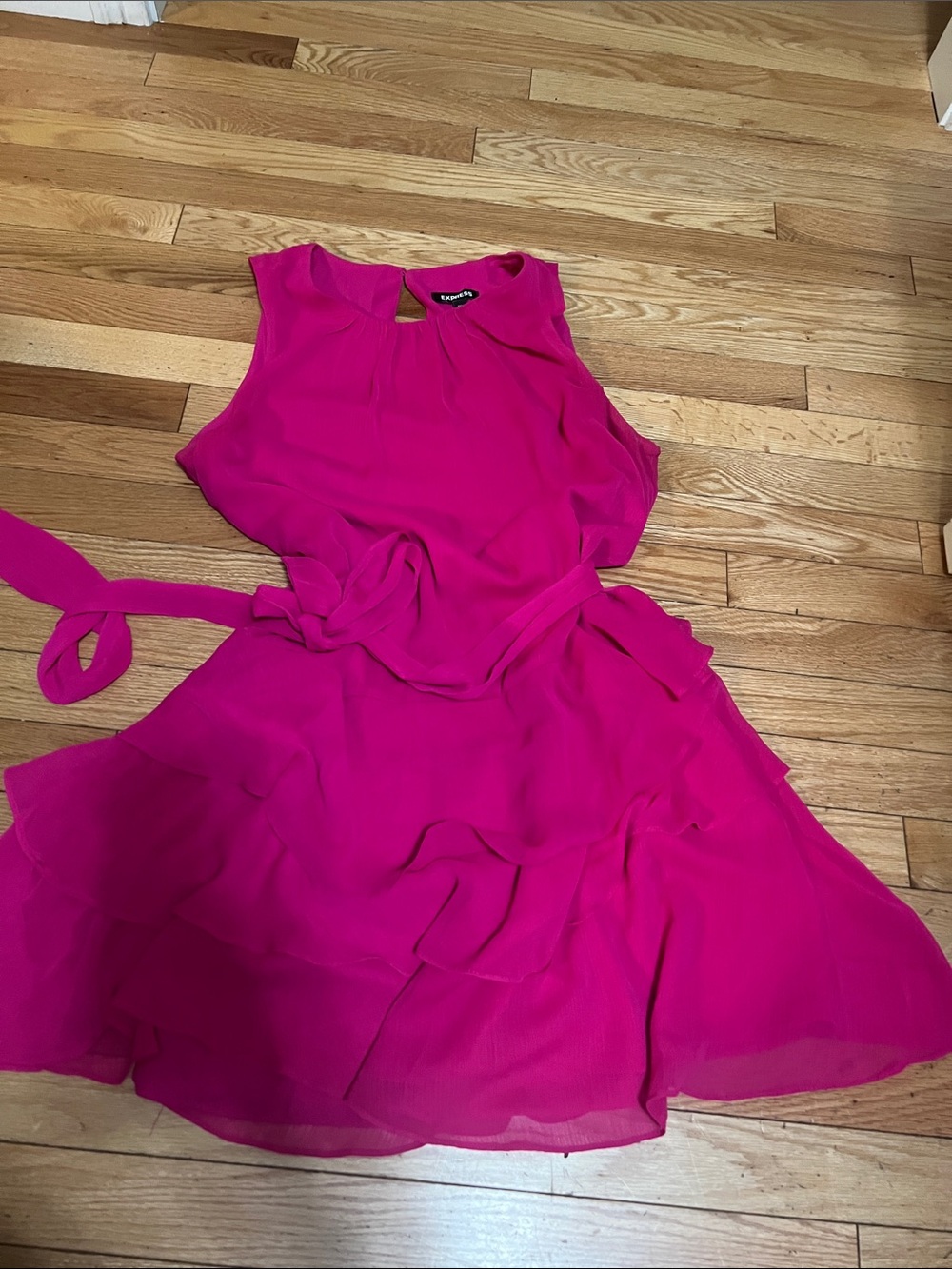 Express Hot Pink Sleeveless Tiered Mini Dress
